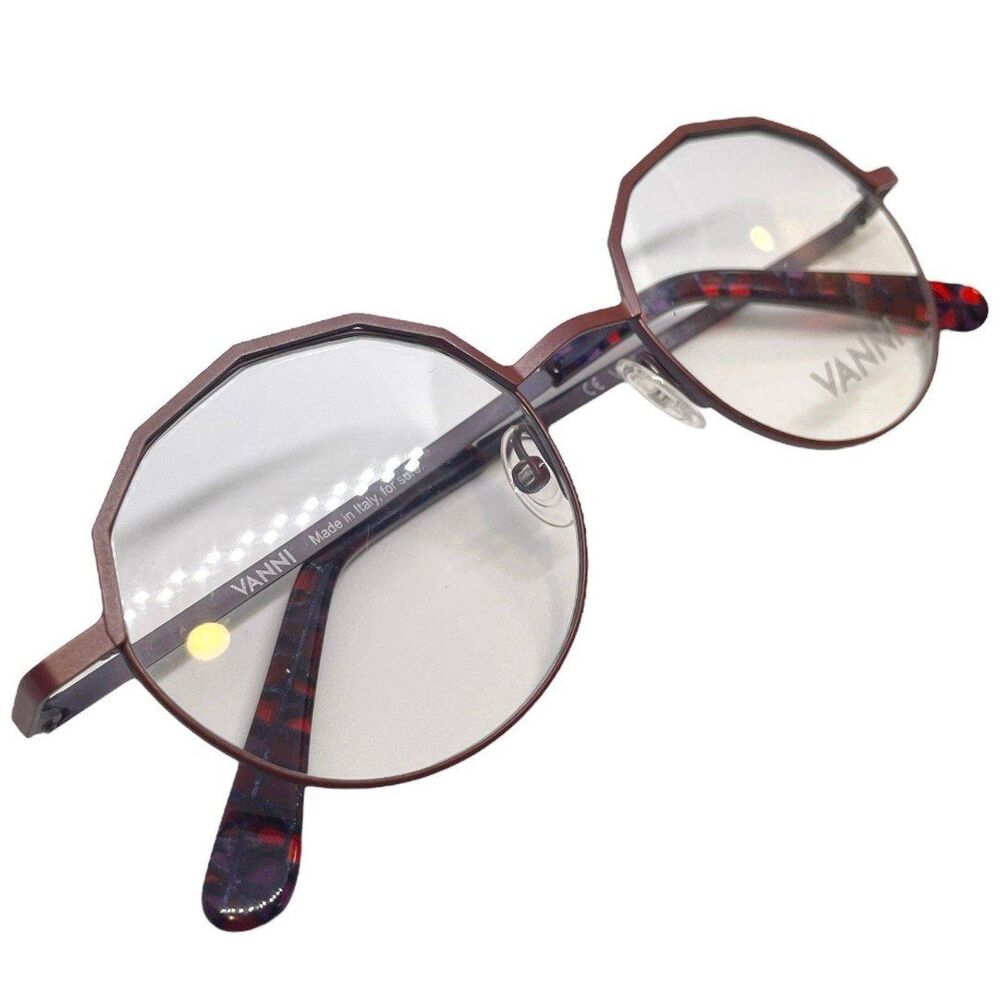 Vanni V6223 Eyeglasses for Women, Red Metal Frame, Full Rim, Round Shape